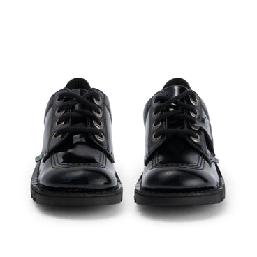 Front view of Junior Girls Kick Lo Leather Alternative Patent Leather Black