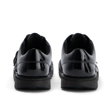 Back view of Junior Girls Kick Lo Leather Alternative Patent Leather Black