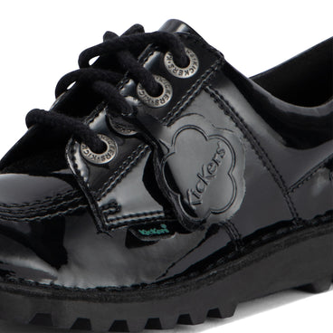 Detail view (close-up) of Junior Girls Kick Lo Leather Alternative Patent Leather Black