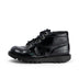Left side view of Junior Girls Kick Hi Zip Leather Alternative Patent Leather Black