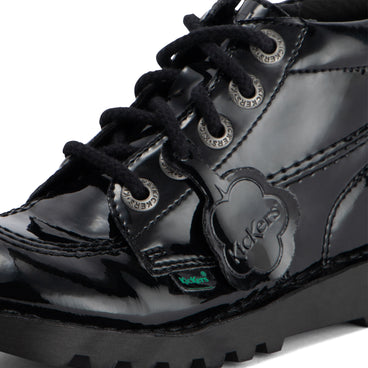 Detail view (close-up) of Junior Girls Kick Hi Zip Leather Alternative Patent Leather Black