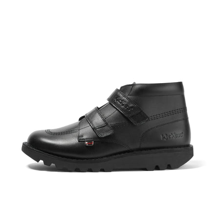 Left side view of Adult Unisex Kick HI Vel Leather Black