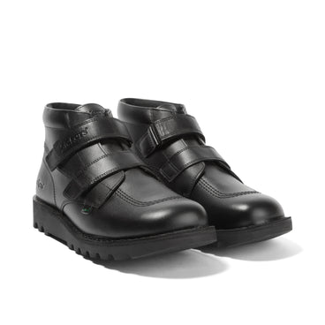 Front ¾ right of Adult Unisex Kick HI Vel Leather Black