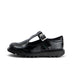 Left side view of Junior Girls Kick T Bar Leather Alternative Patent Leather Black