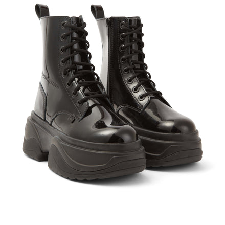 Front ¾ right of Adult Unisex Kade Boot Patent leather Black