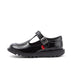 Left side view of Junior Girls Kick T Bar Vel Patent Leather Black