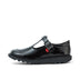 Left side view of Youth Womens Kick T Bar Patent Leather Black