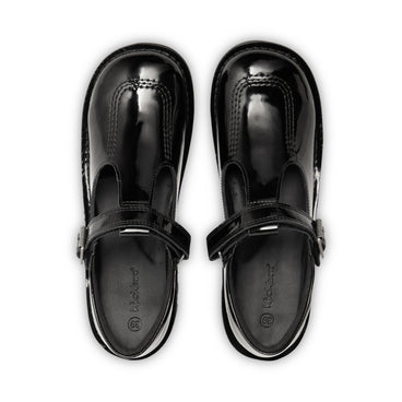 Detail view (Top view mapped) of Youth Womens Kick T Bar Patent Leather Black