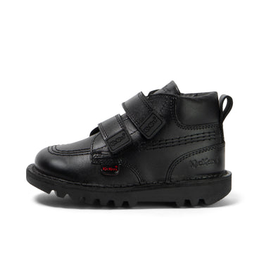Left side view of Infant Boys Kick Hi Roll Leather Black