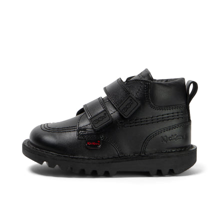 Left side view of Infant Boys Kick Hi Roll Leather Black