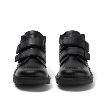Front view of Infant Boys Kick Hi Roll Leather Black