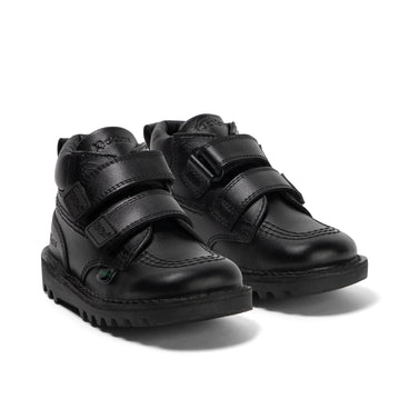 Front ¾ right of Infant Boys Kick Hi Roll Leather Black