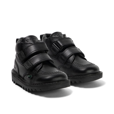 Front ¾ right of Infant Boys Kick Hi Roll Leather Black