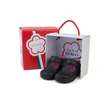 Front view of Baby Kick T Glitter Textile Black