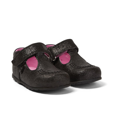 Front ¾ right of Baby Kick T Glitter Textile Black