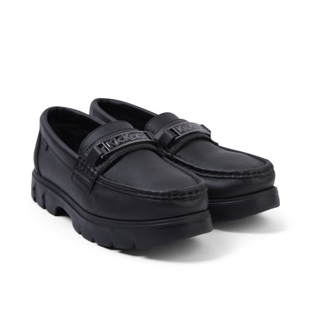 Front ¾ right of Adult Unisex Lennon Loafer Leather Black