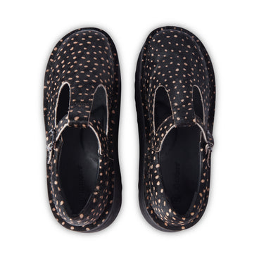 Detail view (Top view mapped) of Adult Women Kick T Bar Platform Leather Black