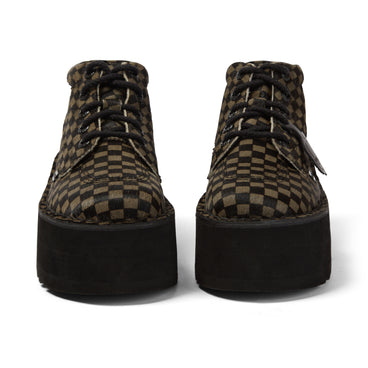 Front view of Adult Unisex Kick Hi Platform Leather Black/Khaki