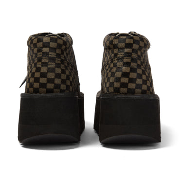 Back view of Adult Unisex Kick Hi Platform Leather Black/Khaki