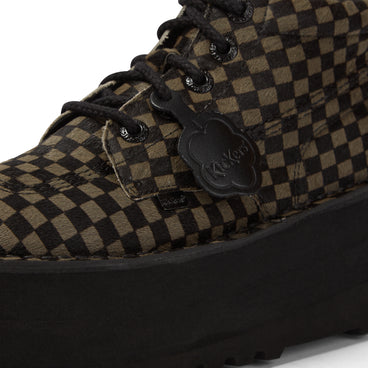 Detail view (close-up) of Adult Unisex Kick Hi Platform Leather Black/Khaki