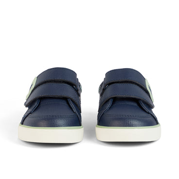 Front view of Infant Boys Tovni Twin ZigZag Trainers Leather Navy