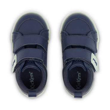 Detail view (Top view mapped) of Infant Boys Tovni Twin ZigZag Trainers Leather Navy