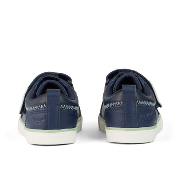 Back view of Infant Boys Tovni Twin ZigZag Trainers Leather Navy
