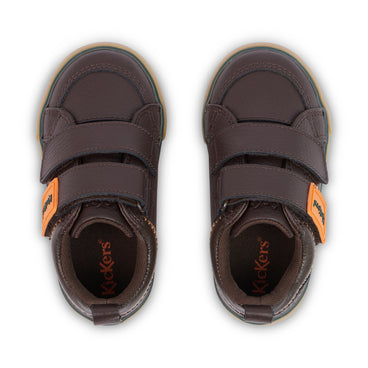 Detail view (Top view mapped) of Infant Boys Tovni Twin ZigZag Trainers Leather Brown