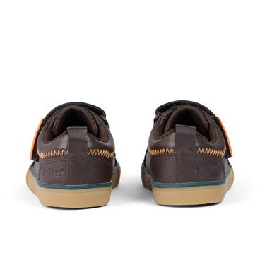 Back view of Infant Boys Tovni Twin ZigZag Trainers Leather Brown