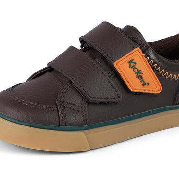 Detail view (close-up) of Infant Boys Tovni Twin ZigZag Trainers Leather Brown