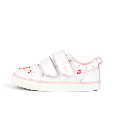 Left side view of Infant Girls Tovni Twin Happy Trainers Leather White