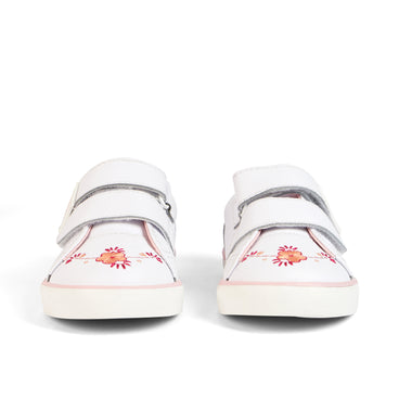 Front view of Infant Girls Tovni Twin Happy Trainers Leather White