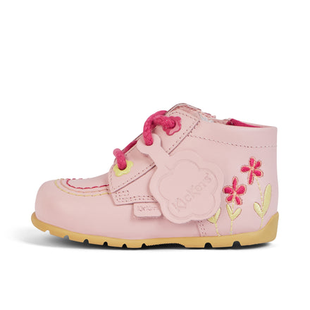 Left side view of Baby Kick Hi Flower Boots Leather Pink