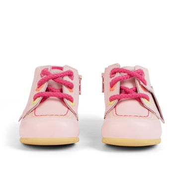 Front view of Baby Kick Hi Flower Boots Leather Pink