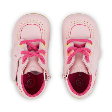 Detail view (Top view mapped) of Baby Kick Hi Flower Boots Leather Pink