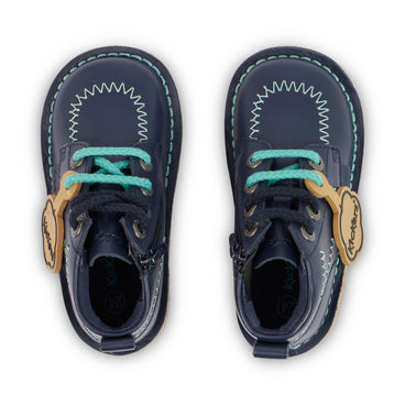 Detail view (Top view mapped) of Infant Boys Kick Hi ZigZag Boots Leather Navy