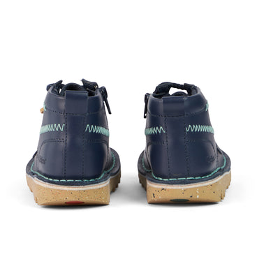 Back view of Infant Boys Kick Hi ZigZag Boots Leather Navy