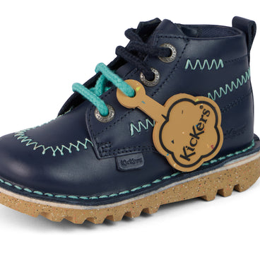 Detail view (close-up) of Infant Boys Kick Hi ZigZag Boots Leather Navy