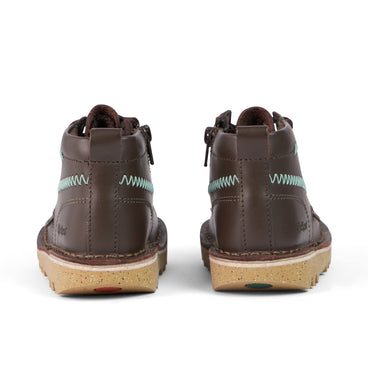 Back view of Infant Boys Kick Hi ZigZag Boots Leather Brown