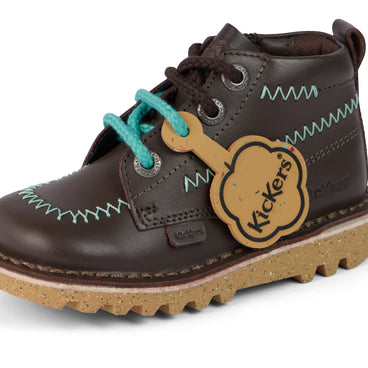 Detail view (close-up) of Infant Boys Kick Hi ZigZag Boots Leather Brown
