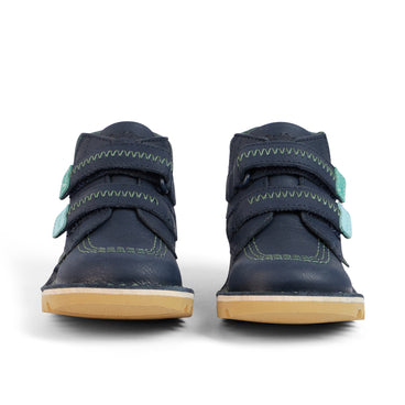 Front view of Infant Boys Kick Hi Roll ZigZag Boots Leather Navy
