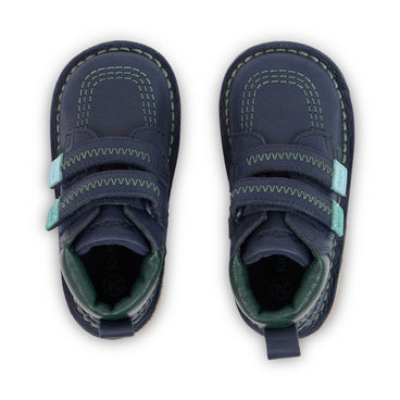 Detail view (Top view mapped) of Infant Boys Kick Hi Roll ZigZag Boots Leather Navy