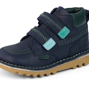Detail view (close-up) of Infant Boys Kick Hi Roll ZigZag Boots Leather Navy