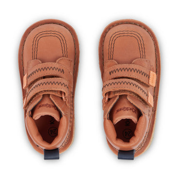 Detail view (Top view mapped) of Infant Boys Kick Hi Roll ZigZag Boots Leather Tan
