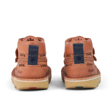 Back view of Infant Boys Kick Hi Roll ZigZag Boots Leather Tan