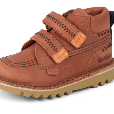 Detail view (close-up) of Infant Boys Kick Hi Roll ZigZag Boots Leather Tan