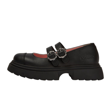 Left side view of Junior Girls Kenzi MJ Shoes Leather Black