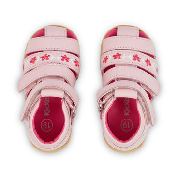 Detail view (Top view mapped) of Baby Wriggle Flower Sandals Leather Pink