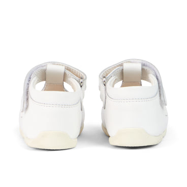 Back view of Baby Wriggle Flower Sandals Leather White