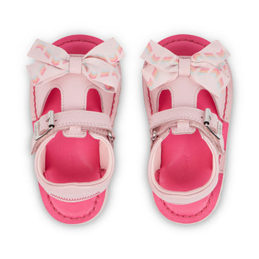 Detail view (Top view mapped) of Infant Girls Kick Bow Sandals Leather Pink